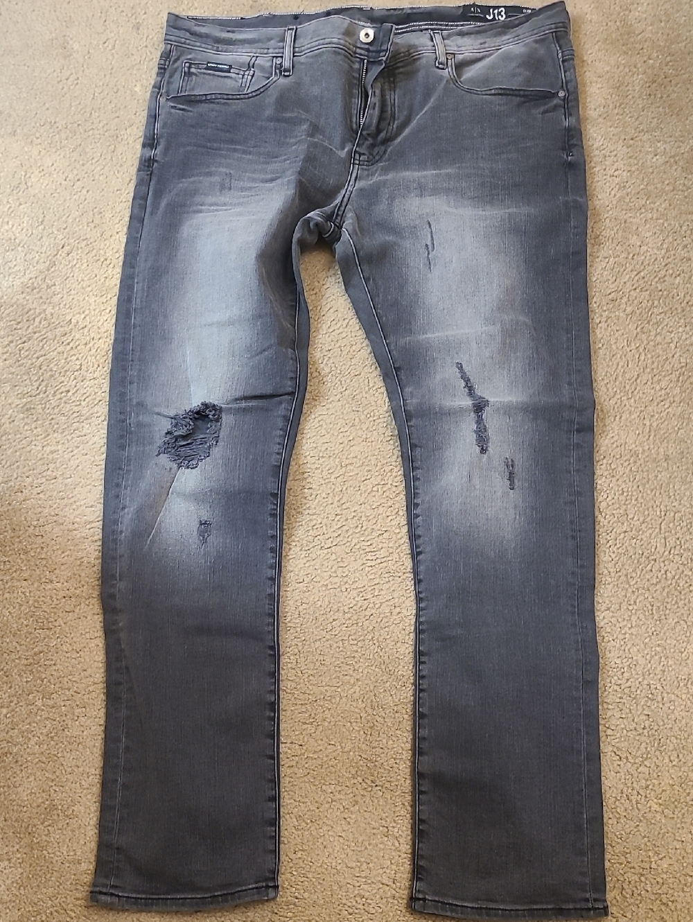 Armani Exchange Gray Washed Slim Straight Jeans